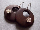 Summer Woods - Sterling Silver Dark Wood Hoop Earrings