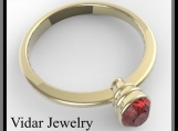 14k Yellow Gold Engagement Ring with Red Garnet