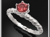 Gorgeous 925 Sterling Silver Engagement Ring With Red Garnet