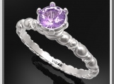 Gorgeous Purple Amethyst Sterling Silver Engagement Ring