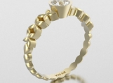Unique White Sapphire 14k Yellow Gold Flower Engagement Ring