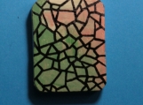 Stained Glass Look Original Hand Painted Wooden Pendant